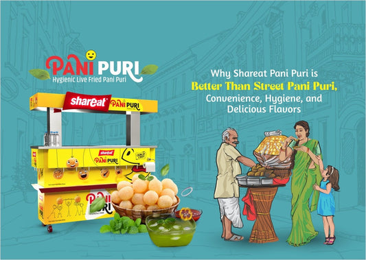 Shareat Pani Puri cart promoting hygienic, delicious pani puri with comparison to street vendors