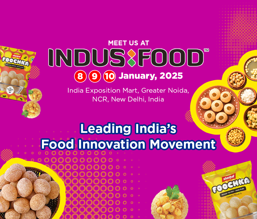 Indus Food event announcement January 8-10, 2025 at India Exposition Mart with Indian snacks and food innovation theme
