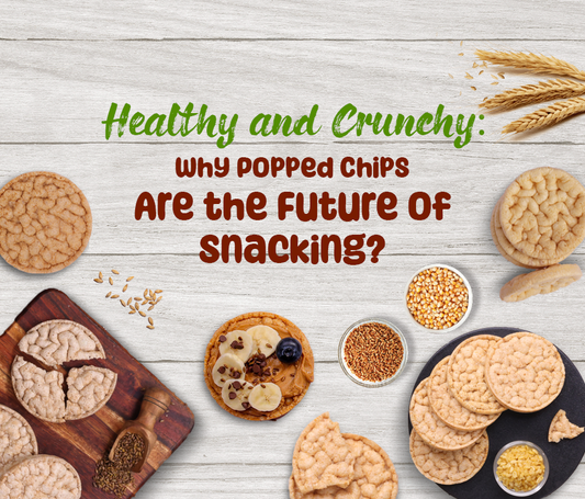 Healthy and crunchy popped chips with seeds and toppings on wooden background showcasing future of snacking