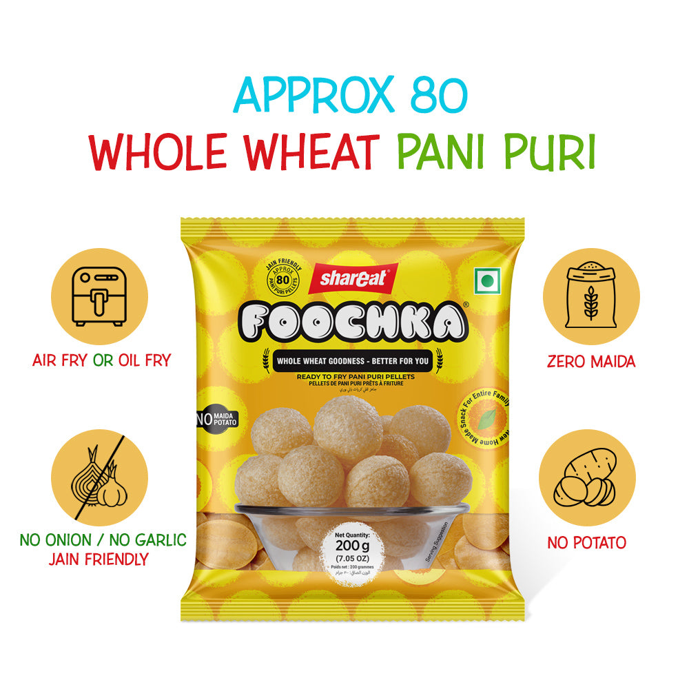 Whole Wheat Pani Puri Raw Puris – 200g (Approx. 80 Puris)