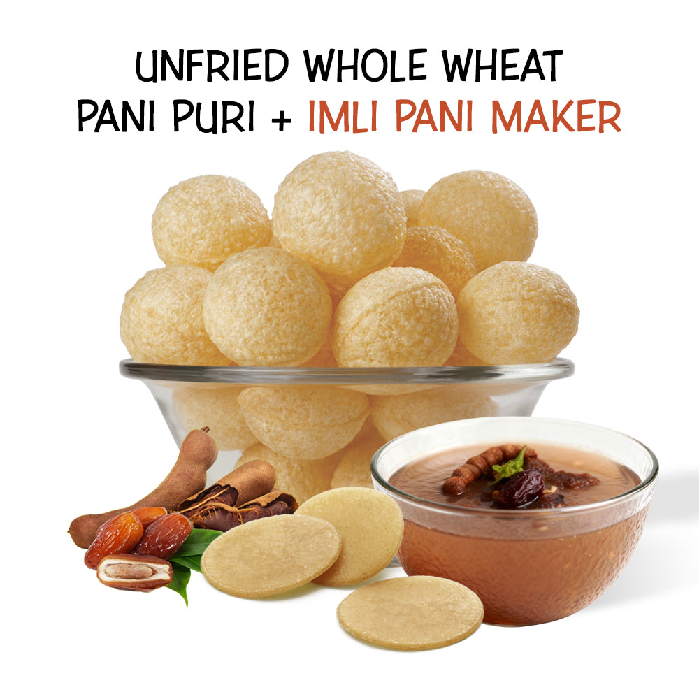 Party Pack - Whole Wheat Paini Puri and Ragi Pani Puri with Different Pani makers, Minimos, & Jall Ball Mint Kit