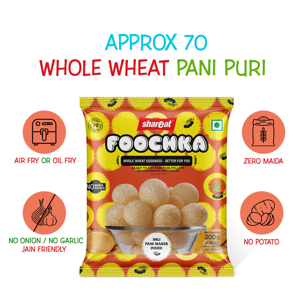 Whole Wheat Pani Puri(200 Gram) + 1 Litre Imli Pani Maker Sachet