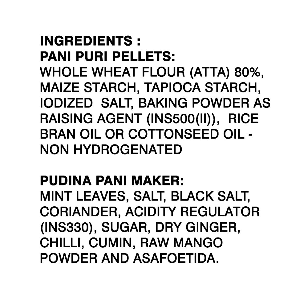 Pani Puri Packet (200 Gram) + 1 Litre Mint Pani Maker Flavor Sachet