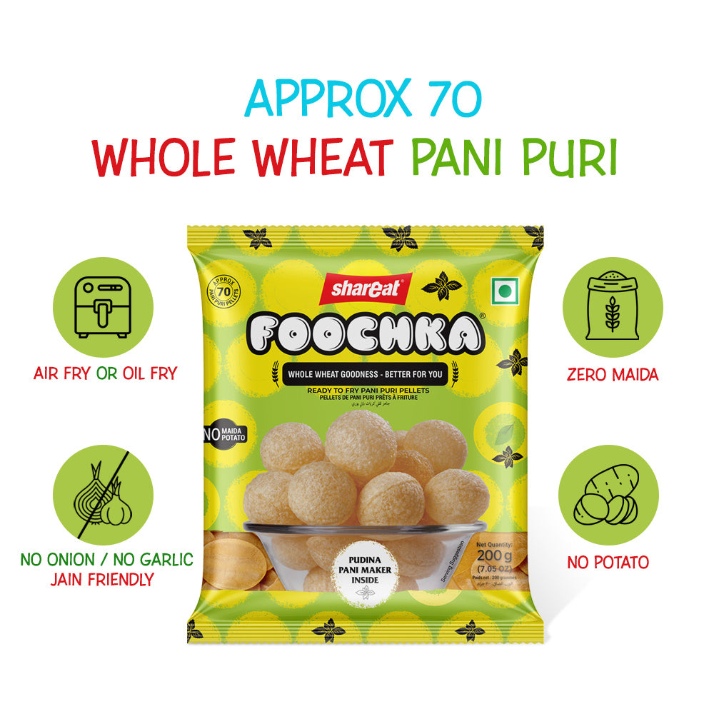 Pani Puri Packet (200 Gram) + 1 Litre Mint Pani Maker Flavor Sachet