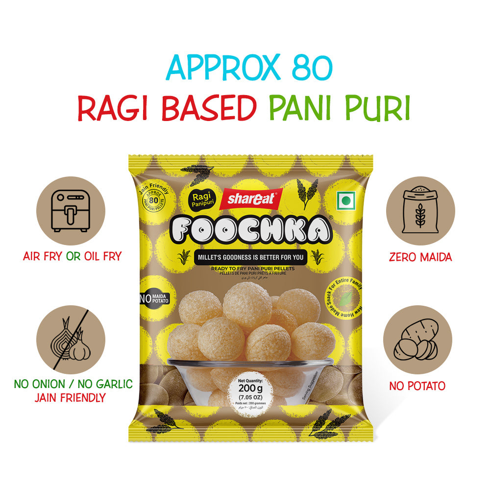 Family Pack- Whole Wheat and Ragi Pani Puri Pellets, Potato Pellets and Minimos
