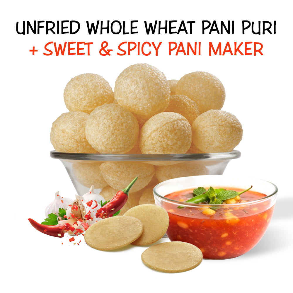 Party Pack - Whole Wheat Paini Puri and Ragi Pani Puri with Different Pani makers, Minimos, & Jall Ball Mint Kit