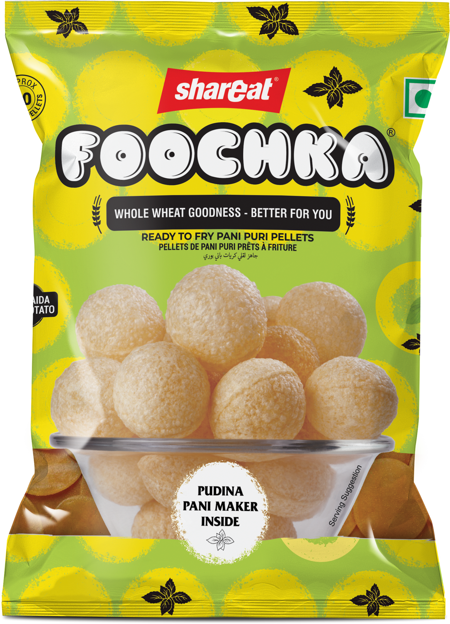 Pani Puri Packet (200 Gram) + 1 Litre Mint Pani Maker Flavor Sachet