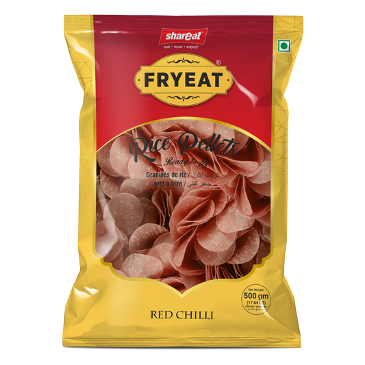 Red Chilli Raw Rice Pellets - Gluten-Free Crispy Treat