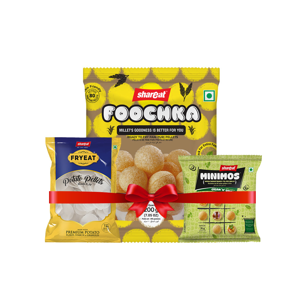 Ragi Pani Puri + Minimos -Cream N Onion + Fryeat Potato Wavy - Combo
