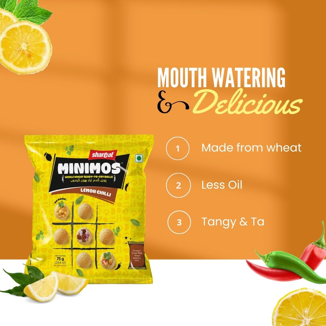 Minimos Lemon Chilli Raw Pani Puri Pellets perfect for kids' snacks